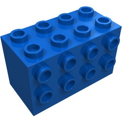 2434-7G Steen 2x4x2 met noppen aan drie zijden blauw gebruikt *1R0000