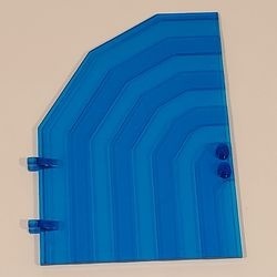 2596-14G Deur 1x9x11 met clips transparant donkerblauw gebruikt *1C029