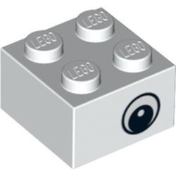 3003pb024-1G Steen 2x2 oog met pupil wit gebruikt *5V10-01