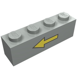 3010p42-9G Steen 1x4 met gele pijl naar links lichtgrijs (klassiek) gebruikt *5V04-16
