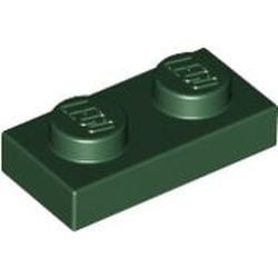 3023-80G Platte plaat 1x2 groen, donker gebruikt *1B367