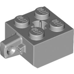 30389-86G Scharniersteen 2x2 - 1 vinger MET asgat grijs, licht (blauwachtig) gebruikt * - Img 1