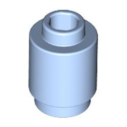 3062b-105 Steen 1x1 rond- met inkeping onder, open nop blauw, lichthelder NIEUW *1B077