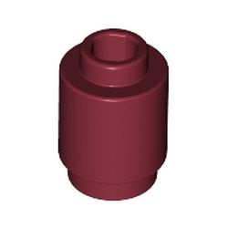 3062b-59 Steen 1x1 rond- met inkeping onder, open nop rood, donker NIEUW *1B077