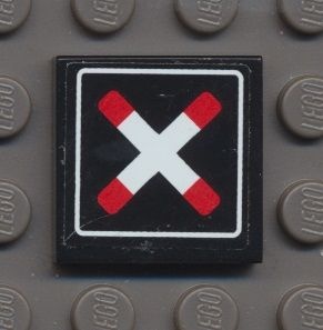 3068bpb0432-11G Tegel 2x2 Overweg symbool zwart gebruikt *