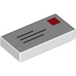 3069bp01-1G Tegel 1x2 BRIEF opdruk wit gebruikt *5T02-01