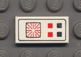 3069bp25-1G Tegel 1x2 Computerpatroon vier blokjes en scherm wit gebruikt *5T02-02