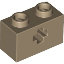 32064-69 Technic, steen 1x2 met asgat crème,donker NIEUW *1B013