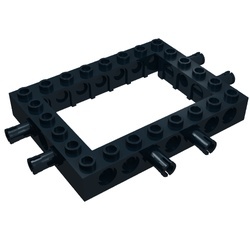 32532c01-11G Technic, steen 6x8 open midden met 2x pin aan 3 zijdes zwart gebruikt *