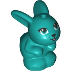 34050pb03-39 Konijn zittend met donkerturquoise ogen, zwarte neus turquoise, donker NIEUW *0D000