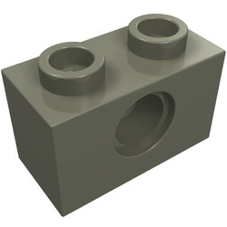 3700-10G Technic, steen 1x2 met gat donker, grijs (klassiek) gebruikt *1D052