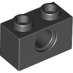 3700-11G Technic, steen 1x2 met gat zwart gebruikt *1D052