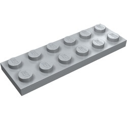 3795-86G Platte plaat 2x6 grijs, licht (blauwachtig) gebruikt *1A033