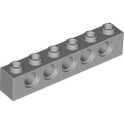 3894-86G Technic, steen 1x6 met 5 gaten grijs, licht (blauwachtig) gebruikt *1D056