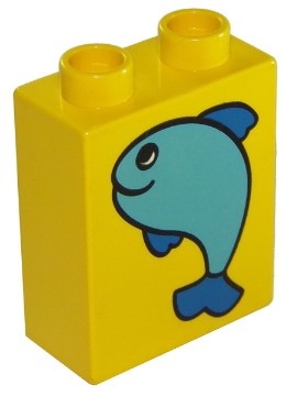 4066pb055-3 DUPLO steen 1x2x2 Vis geel gebruikt *