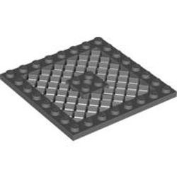 4151b-85G Platte plaat 8x8 met rooster MET gat in midden grijs, donker (blauwachtig) gebruikt *3D0000