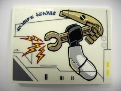 4515pb040L-1G Dakpan 10 graden 6x8 Battle Droid Head LINKS (Sticker) wit gebruikt *5R000