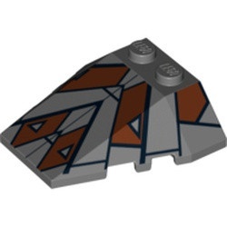 48933pb009-85G Wig 4x4 steen twee noppen- inkepingen onder met Sith Nightspeeder patroon grijs, donker (blauwachtig) gebruikt *5V0000