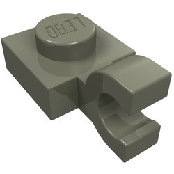 6019-10 Platte plaat 1x1 met horizontale clip donker, grijs (klassiek) NIEUW *1B287