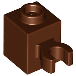 60475-88 Steen 1x1 met clip verticaal (open OF dichte nop) bruin, roodachtig NIEUW *1B031