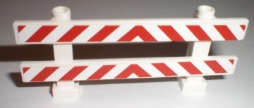 6079pb02-1G Hek met horizontale planken 1x8x2 Rood/witte schuine strepen wit gebruikt *5S059