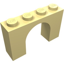6182-33G Steen, boog 1x4x2 hoog geel, licht gebruikt *1D051