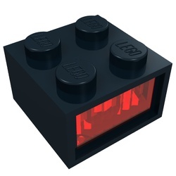 8010bc02-11G Steen 2x2 met lampje ROOD 1 volt zwart gebruikt *