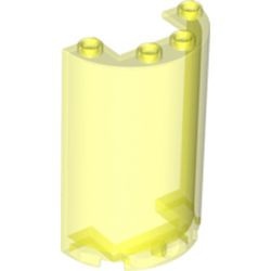 85941-16 Cylinder, half 2x4x5 met 1x2 uitsnede transparant, neongroen NIEUW *