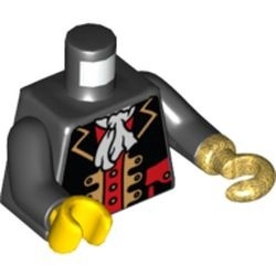973pb0524c01-11 Torso, piraat met open jas, wit sjaaltje en gouden haak zwart NIEUW *0B0000