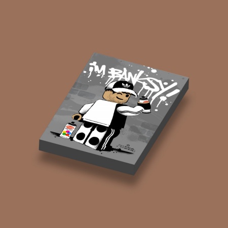 CUS3055 Tegel 2x3 Ame72 I'm Banksy! Grijs grijs, donker (blauwachtig) NIEUW *0A000