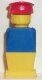 old023G Legoland Oude type minifig - blauw lijf, gele benen, rode platte pet gebruikt *0M0000