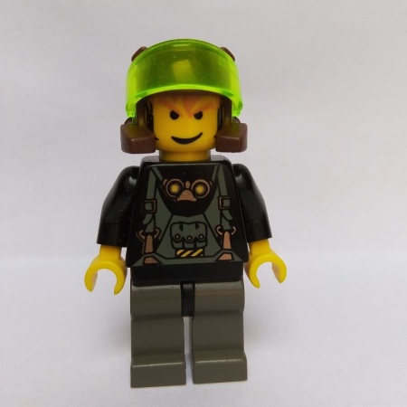 rck001G Rock Raiders: Axel met Trans-Neon groene Visor gebruikt *0M0000