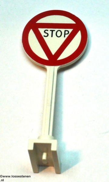 14pb06-1G Verkeersbord- STOP oud model STAAND wit gebruikt *0D0000