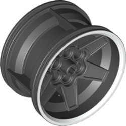 15038pb01-11G Wiel 56x34mm Technic Racing, 6 pingaten en met witte rand (PAKKETPOST) zwart gebruikt *5W000