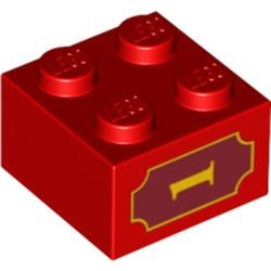 3003pb027-5G Steen 2x2 gele '1' en omlijsting rood gebruikt *5V10-01