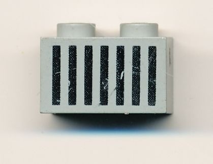 3004p06-9G Steen 1x2 opdruk zwarte grille lichtgrijs (klassiek) gebruikt *5V02-12