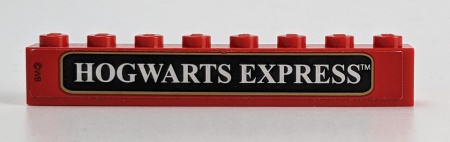 3008pb044A-5G Steen 1x8 Hogwarts Espress TM (Sticker) rood gebruikt *5V08-06