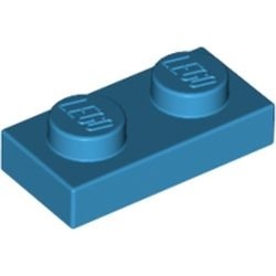 3023-153B Platte plaat 1x2 blauw, donkerazuur gebruikt *1B367
