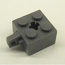 30389-85G Scharniersteen 2x2 - 1 vinger MET asgat grijs, donker (blauwachtig) gebruikt *
