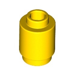 3062b-3G Steen 1x1 rond- met inkeping onder, open nop geel gebruikt *1B335