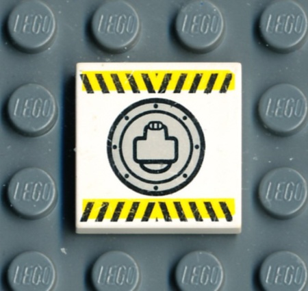 3068bpb0023-1G Tegel 2x2 met zwarte en gele strepen wit gebruikt *5T05-06