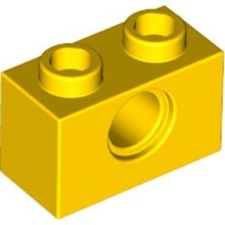 3700-3G Technic, steen 1x2 met gat geel gebruikt *1D052