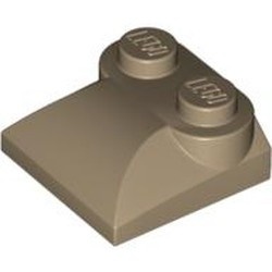 47457-69 Steen 2x2x 2/3 twee noppen, gebogen einde (kikker) crème,donker NIEUW *1B188