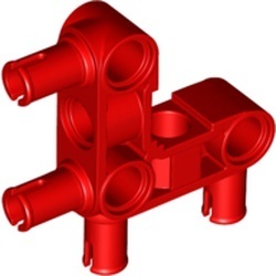 55615-5 Technic, Pin koppelaar Perpendicular 3x3 gebogen met 4 pinnen rood NIEUW *0L0000