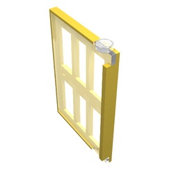 73313-3G Deur 1x4x5 links met 6 raampjes geel gebruikt *1C032