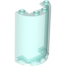 85941-15 Cylinder, half 2x4x5 met 1x2 uitsnede transparant lichtblauw NIEUW *