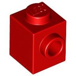 87087-5G Steen 1x1 noppen 1 zijde rood gebruikt *1L034