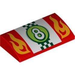 88930pb039-5 Dakpan gebogen 2x4x2/3 nummer 8 in lime cirkel rood NIEUW *1L281