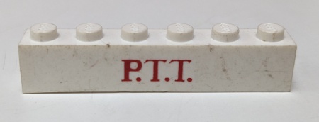 crssprt02pb30-1G Steen 1x6 ZONDER bodemtubes P.T.T. dunne letters wit gebruikt *5V05-03