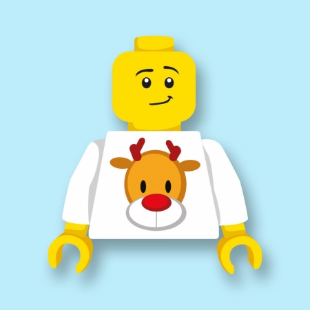 CUS9070 Torso (zonder hoofdje) Foute kersttrui wit met rendier wit *0A000